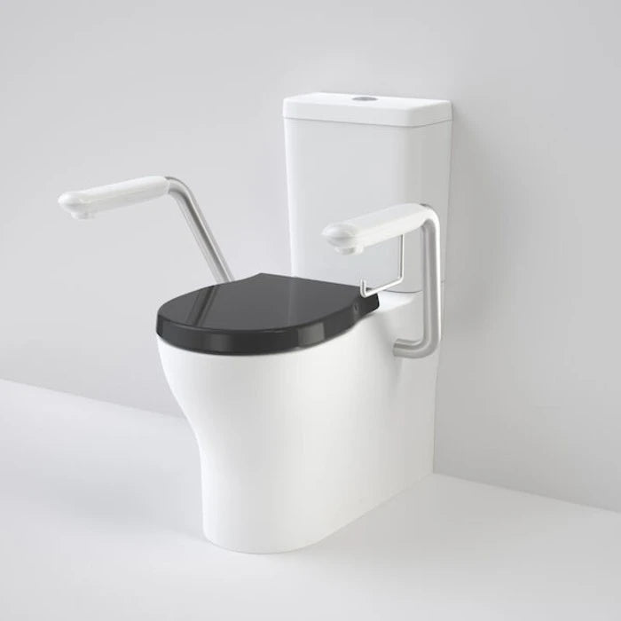 Caroma Opal Cleanflush Easy Height Wall Faced Close Coupled Suite with Armrests - Satin Black