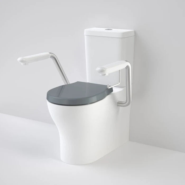 Caroma Opal Cleanflush Easy Height Wall Faced Close Coupled Suite with Armrests - Anthracite Grey