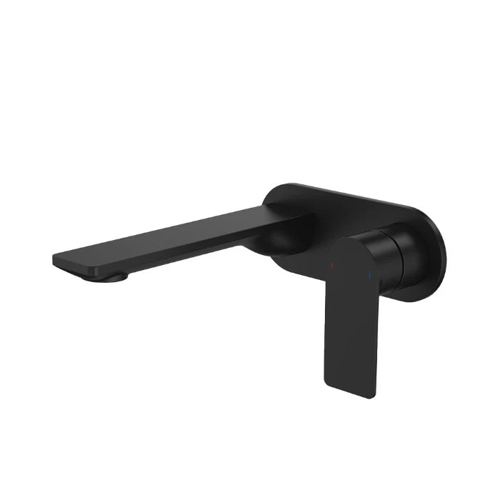 Caroma Urbane II 180mm Wall Basin/Bath Mixer and Outlet Round Plate Lead Free Matte Black
