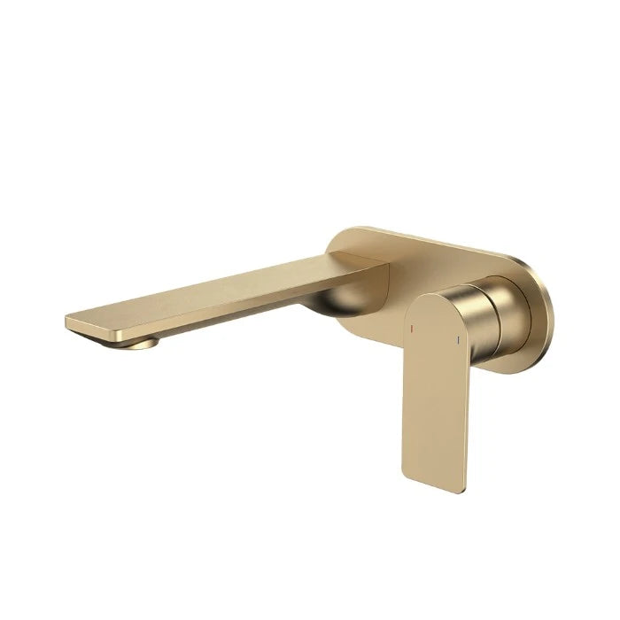 Caroma Urbane II 180mm Wall Basin/Bath Mixer and Outlet Round Plate Lead Free Brushed Brass