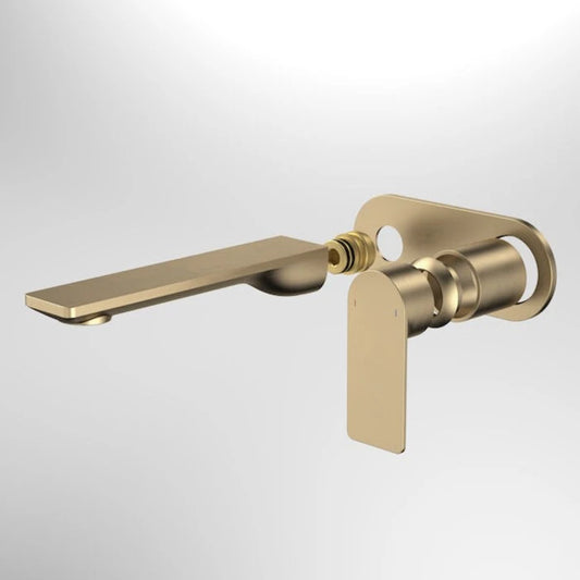 Caroma Urbane II 180mm Wall Basin / Bath Trim Kit - Round Cover Plate - Brushed Brass