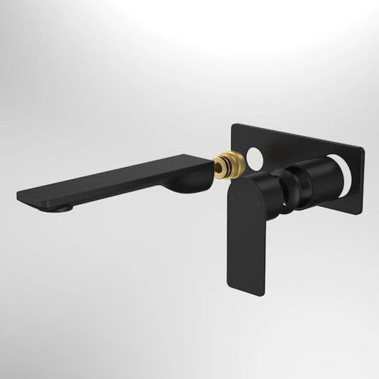 Caroma Urbane II 180mm Wall Basin / Bath Trim Kit - Rectangular Cover Plate - Matte Black