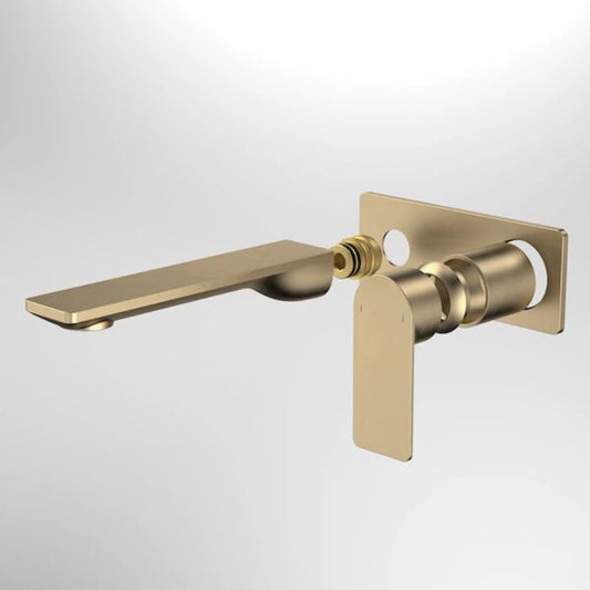 Caroma Urbane II 180mm Wall Basin / Bath Trim Kit - Rectangular Cover Plate - Brushed Brass