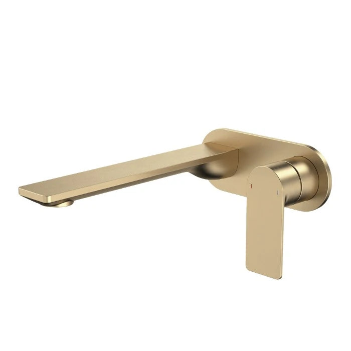 Caroma Urbane II 220mm Wall Basin/Bath Mixer and Outlet Round Plate Lead Free Brushed Brass