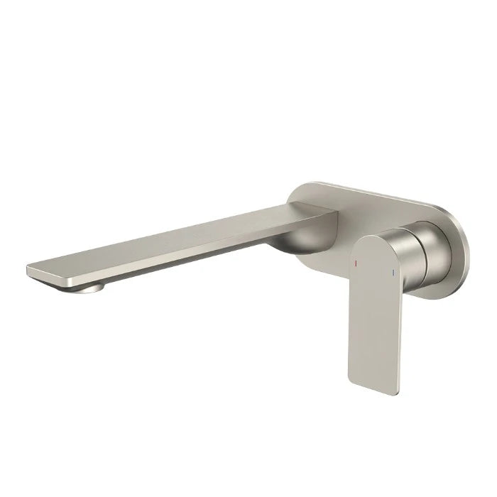 Caroma Urbane II 220mm Wall Basin/Bath Mixer and Outlet Round Plate Lead Free Brushed Nickel
