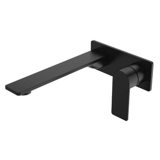 Caroma Urbane II 220mm Wall Basin/Bath Mixer Rectangular Cover Plate Lead Free Matte Black