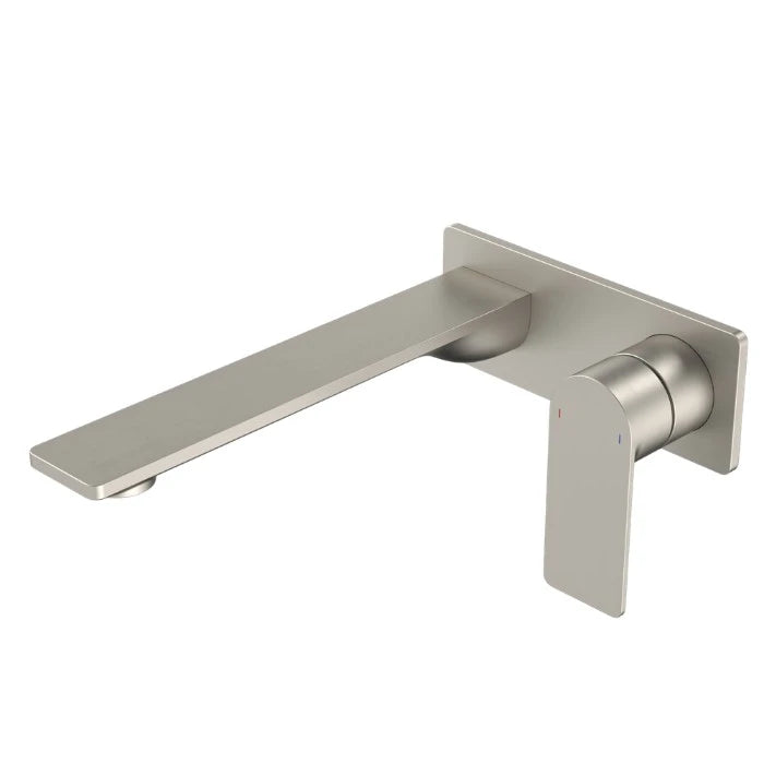 Caroma Urbane II 220mm Wall Basin/Bath Mixer Rectangular Cover Plate Lead Free Brushed Nickel