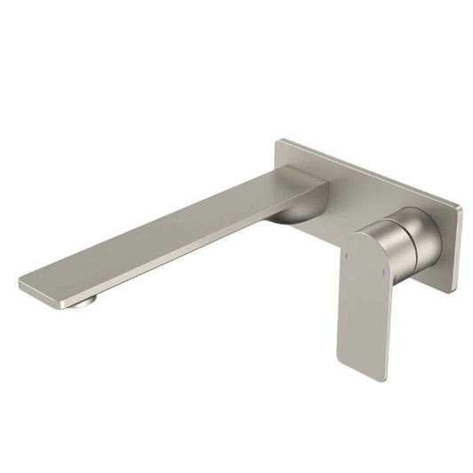 Caroma Urbane II 220mm Wall Basin/Bath Mixer Rectangular Cover Plate Lead Free Brushed Nickel