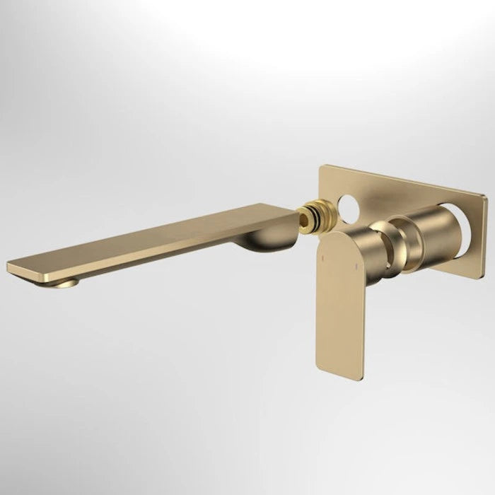 Caroma Urbane II 220mm Wall Basin / Bath Trim Kit - Rectangular Cover Plate - Brushed Brass