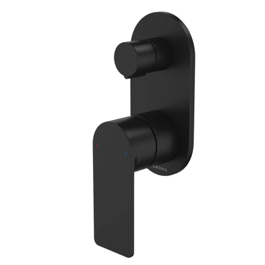 Caroma Urbane II Bath/Shower Mixer With Diverter Round Cover Plate Matte Black