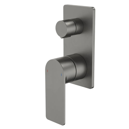 Caroma Urbane II Bath/Shower Mixer With Diverter Rectangular Cover Plate Gunmetal