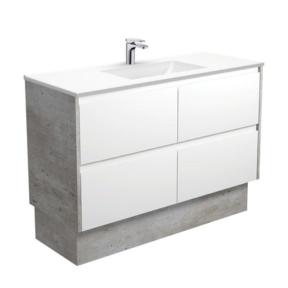 VANESSA AMATO 1200 Matte White Vanity with INDUSTRIAL Panels and Kick 1TH
