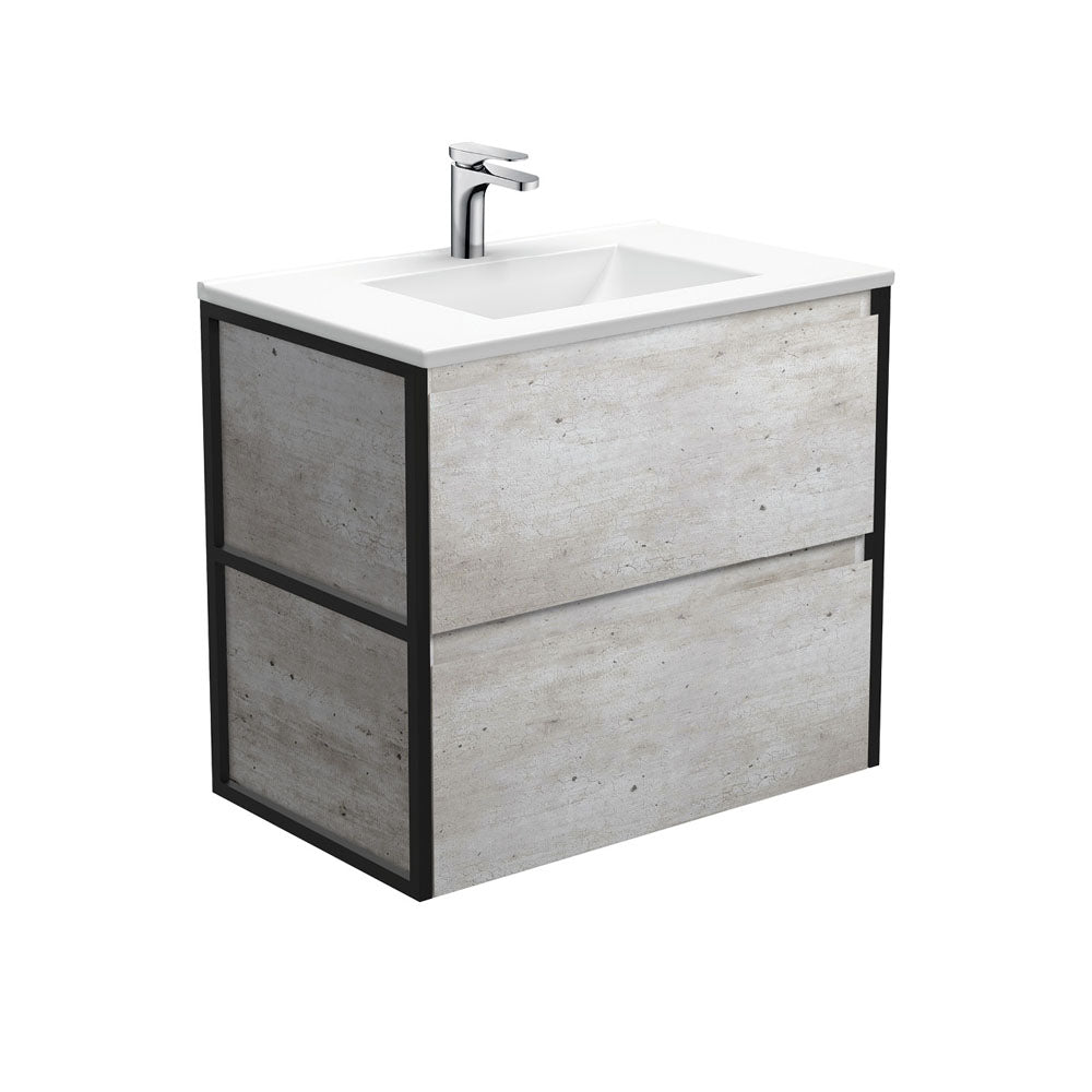 VANESSA AMATO 750 INDUSTRIAL Vanity with Matte Black Frames Wall Hung 1TH