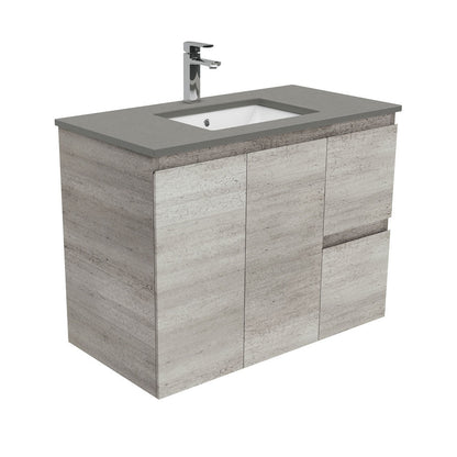 Sarah Dove Grey Undermount 900 Edge Industrial Wall-Hung Vanity