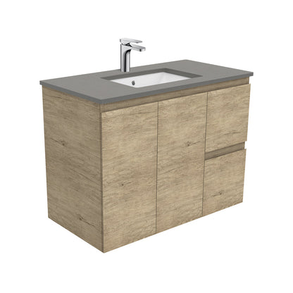 Sarah Dove Grey Undermount 900 Edge Scandi Oak Wall-Hung Vanity