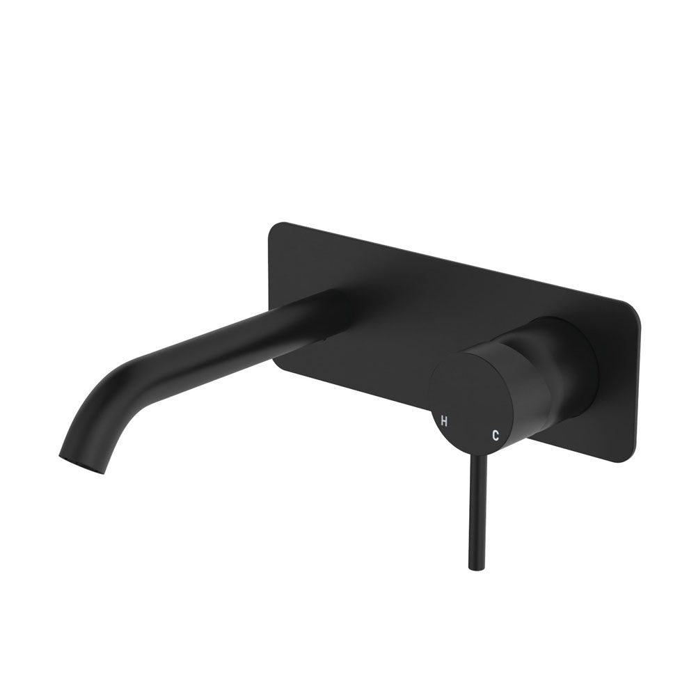 KAYA Basin/Bath Wall Mixer 160mm Outlet Set Matte Black Soft Square Plate