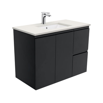 Sarah Roman Sand Undermount 900 Fingerpull Satin Black Wall-Hung Vanity