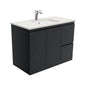 Sarah Roman Sand Undermount 900 Fingerpull Satin Black Wall-Hung Vanity