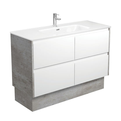 JOLI AMATO 1200 Matte White Vanity with INDUSTRIAL Panels and Kick 1TH