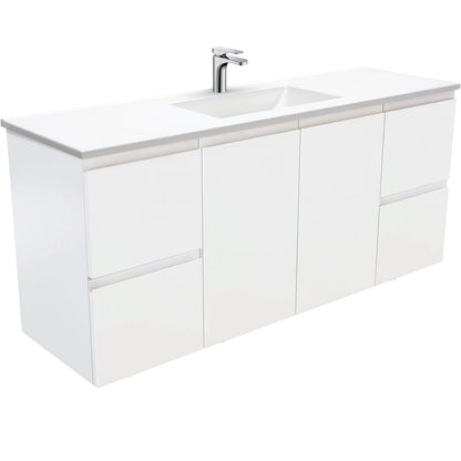 Vanessa Fingerpull Satin White 1500 Single Bowl Wall-Hung Vanity