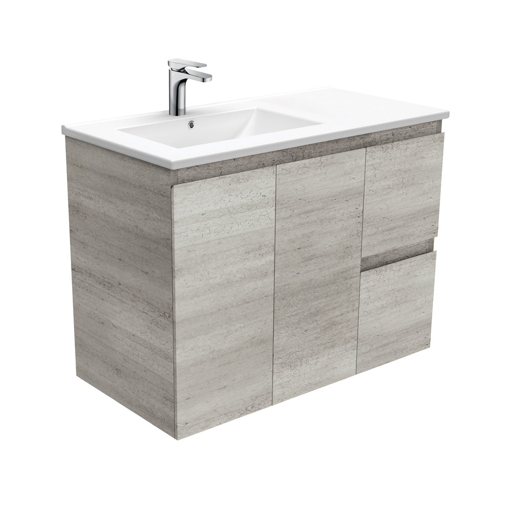 DOLCE 900 Left Offset Basin EDGE INDUSTRIAL Wall Hung Vanity 1TH