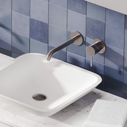 KAYA Basin/Bath Wall Mixer 160mm Outlet Set Brushed Nickel Round Plates