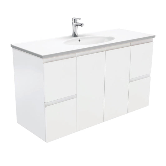 ROTONDO Ceramic 1200 Fingerpull Matte White Wall Hung Cab 1TH