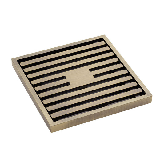FLOOR WASTE 100mm Square Slim Grate 88mm outlet Antique Brass