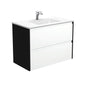 VANESSA AMATO 900 Matte White Vanity with Matte Black Panels Wall Hung 1TH