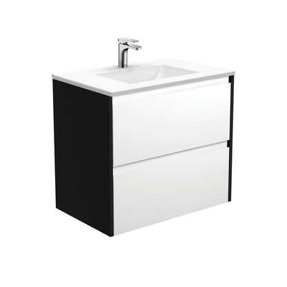 VANESSA AMATO 750 Matte White Vanity with Matte Black Panels Wall Hung 1TH