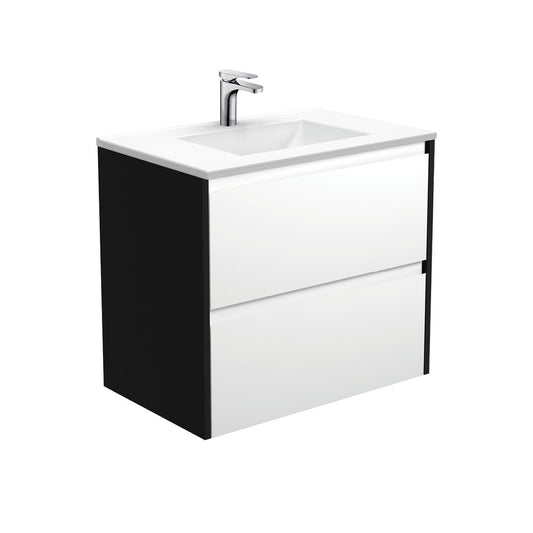 VANESSA AMATO 750 Matte White Vanity with Matte Black Panels Wall Hung 1TH