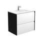 VANESSA AMATO 750 Matte White Vanity with Matte Black Panels Wall Hung 1TH