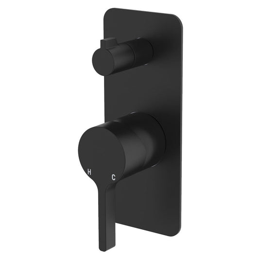 Sansa Wall Diverter Mixer, Rectangular Plate, Matte Black