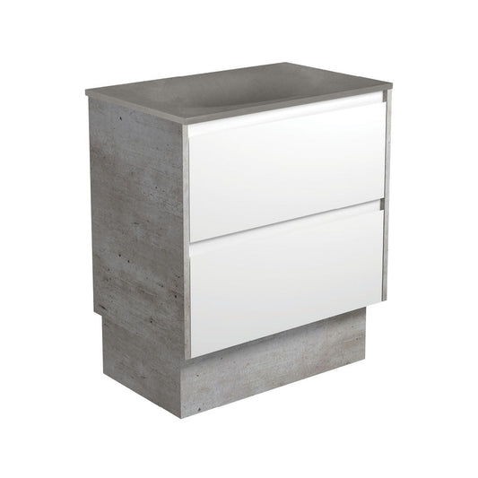 SATORI AMATO 750 Satin White Vanity with INDUSTRIAL Panels On Kick