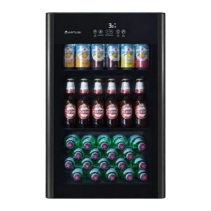 Artusi 100L Single Door Bar Fridge Black ABC1B