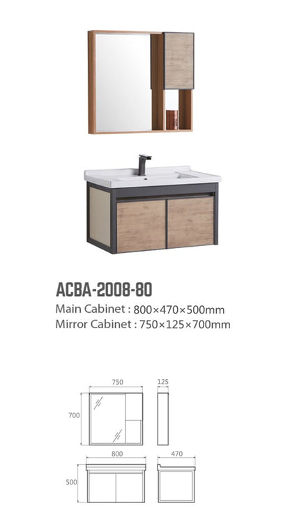 Vanity 860*540*550 WHITE Mirror Cabinet 770*150*750 WHITE