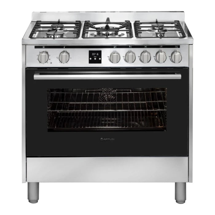 90CM  UPRIGHT W/ 5 BURNERS ELEC OVEN -STAINLESS STEEL