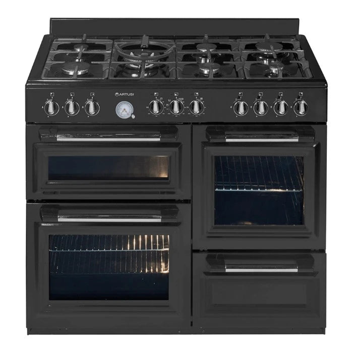 100CM RANGE COOKER 7  GAS BURNER C/TOP WITH 4 DOOR ELECTRIC  OVEN -MATT BLACK