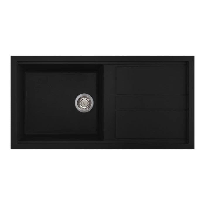 Artusi 1000mm Single Bowl Granitek Sink Black AGS1001B