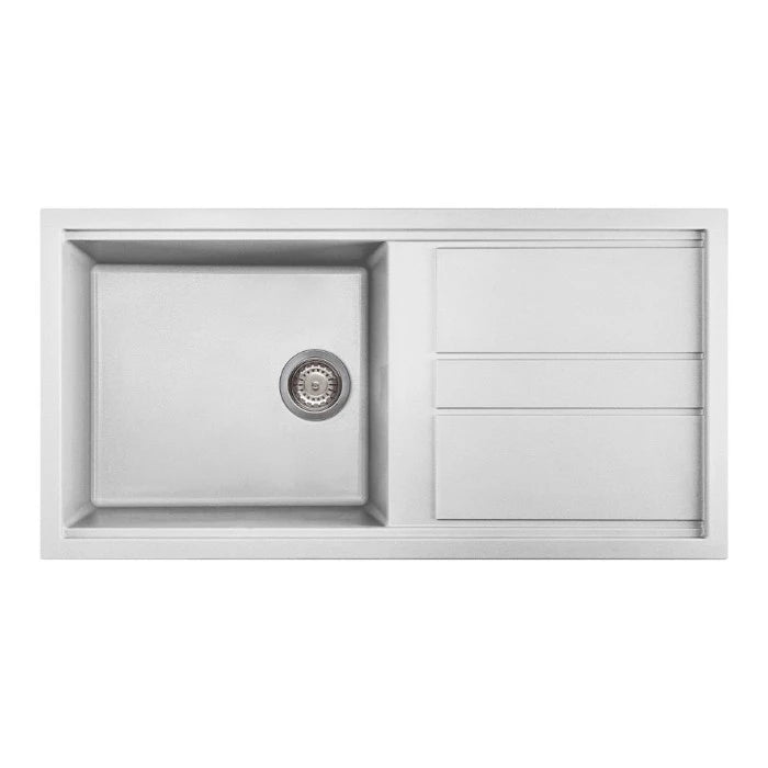 Artusi 1000mm Single Bowl Granitek Sink White AGS1001W