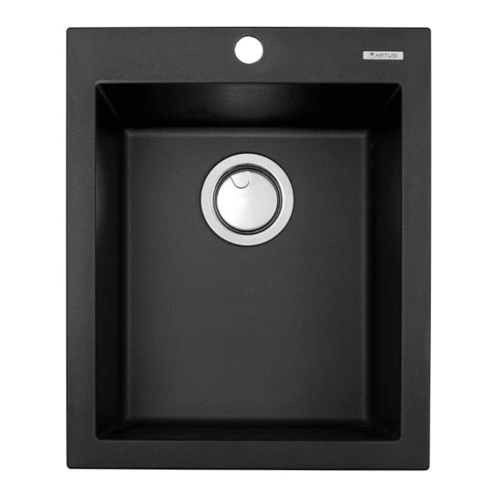 Artusi 410mm Single Bowl Granitek Sink Black AGS411B