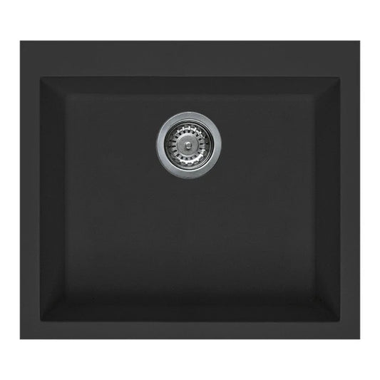 Artusi 570mm Single Bowl Granite Sink Black AGS571B