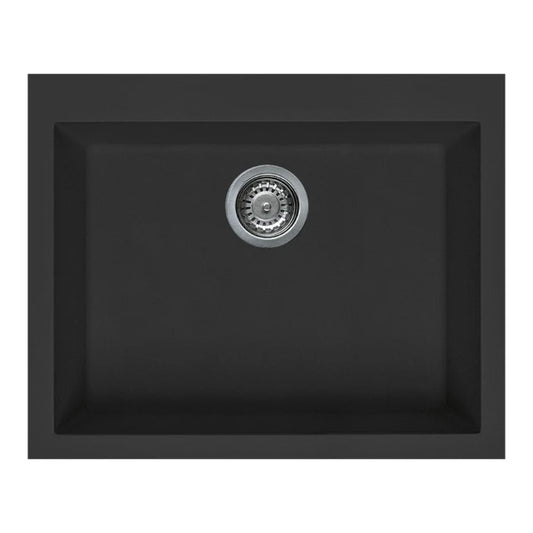 Artusi 610mm Single Bowl Granitek Sink Black AGS611B
