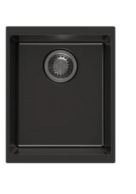 370 x 460 x 200mm Carysil Black Single Bowl Granite Kitchen/Laundry Sink Top/Flush/Under Mount