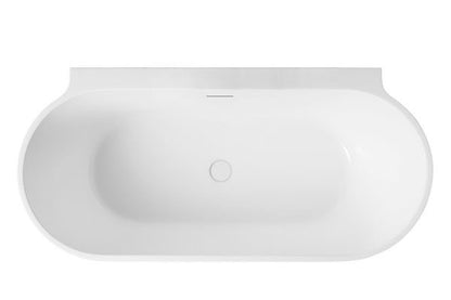 AURORA 1500 BACK-TO-WALL FREESTANDING BATH - OVERFLOW - MATTE WHITE