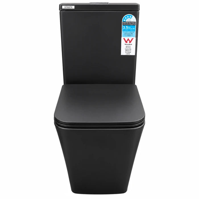 Universal PM3077B Matte Black Rimless Back to Wall Toilet Suite