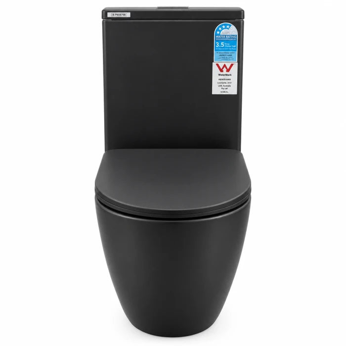 Universal PM3079B Matte Black Rimless Back to Wall Toilet Suite