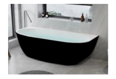 Back to Wall Bathtub Egg Shape 1500 Matte Black / Gloss White