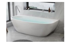 Back to Wall Bathtub - Egg Shape 1500 Gloss White