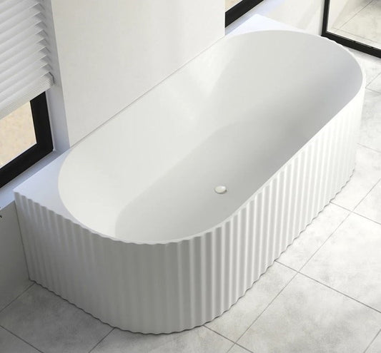 Back to Wall Fluted Bathtub 1500 Gloss White